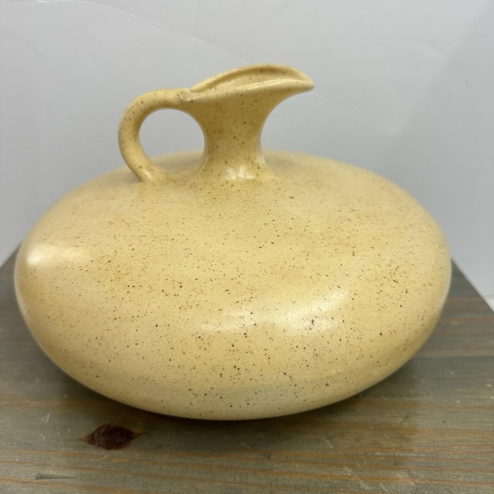 Vintage Stoneware Pottery Decanter 7" Tall Wide Base Speckled Jug Pitcher Vase